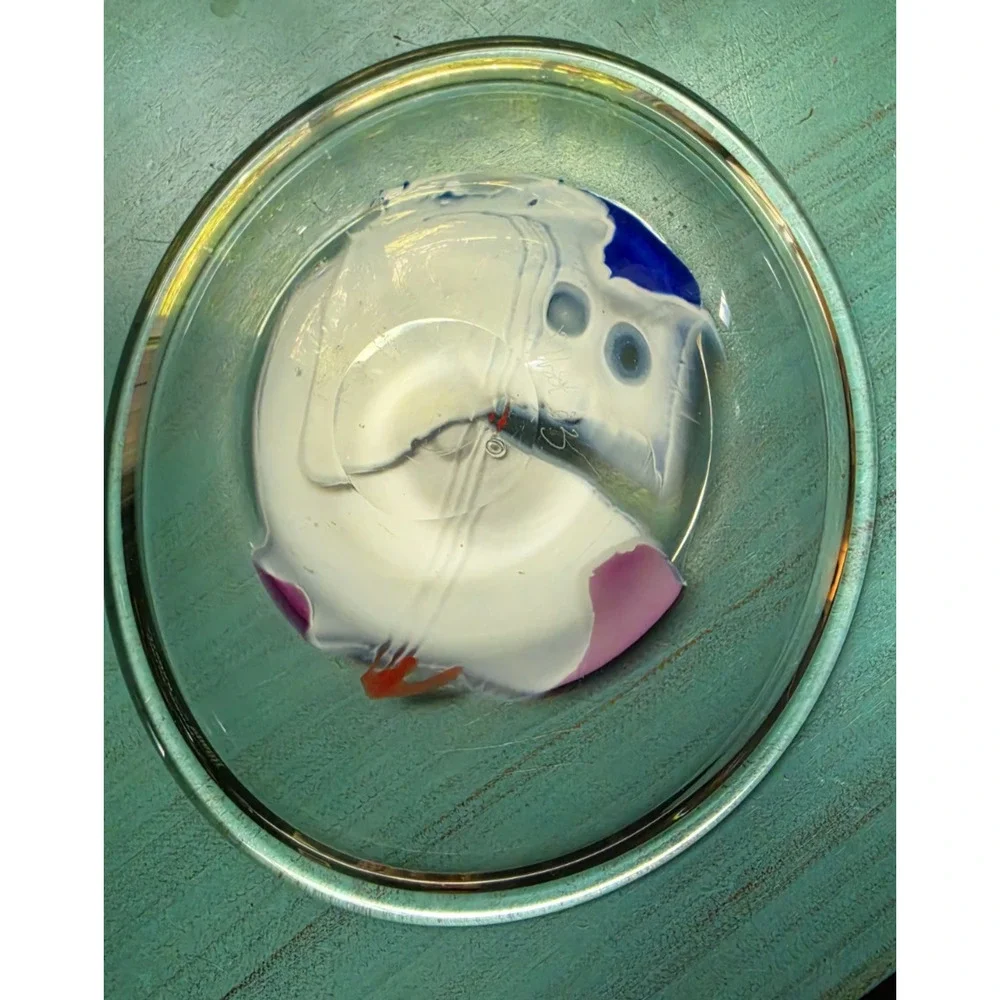 James R. Wilbat Art Glass Bowl signed 2003 hand crafted American artist 9x8x2